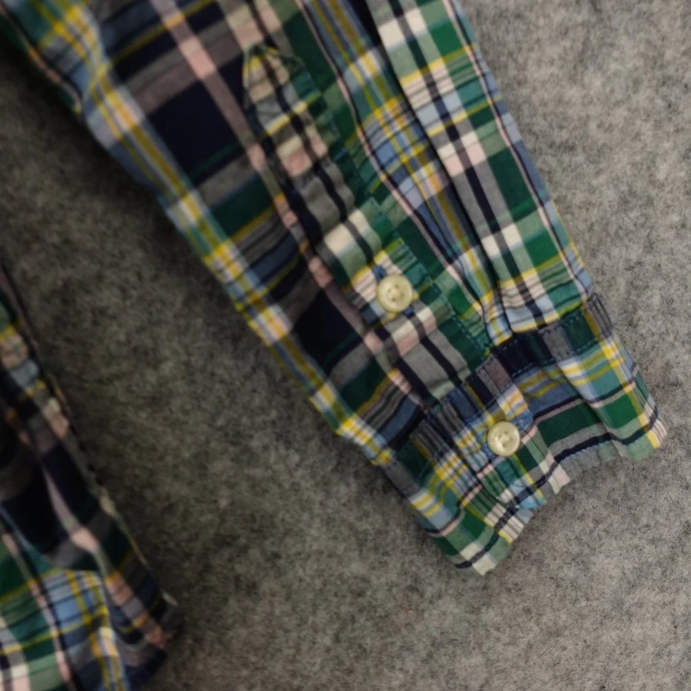 Oxford Button Down‎ Shirt Boys 6 Green Blue Tartan Plaid RALPH LAUREN Pony RL